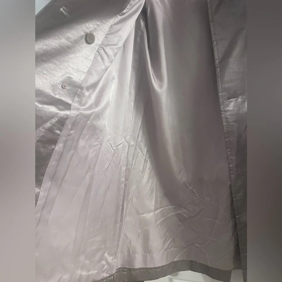 Ellen Tracy Opal Lavender Silver Metallic Trench Coat Size 10 - Picture 7 of 8